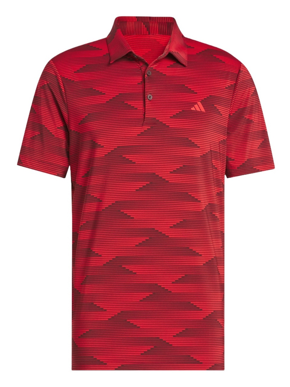 Adidas Golf Ultimate365 Red Speed Stripe Pattern Polo.